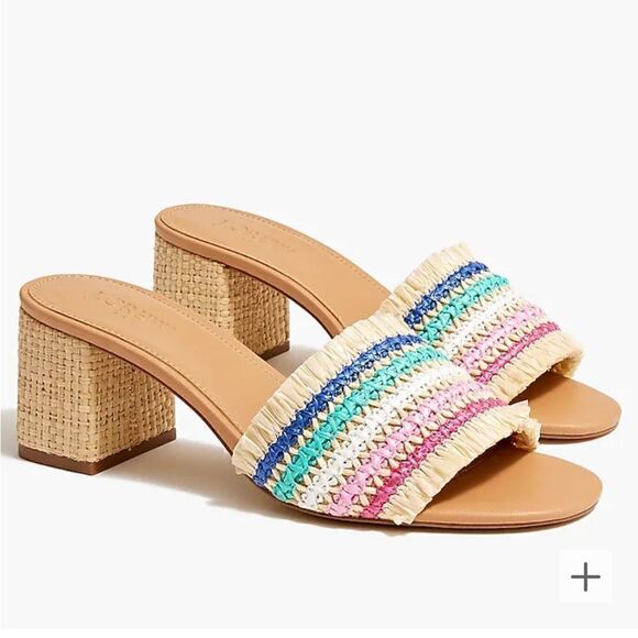 J. Crew Faux-raffia heeled sandals* - Picture 1 of 7